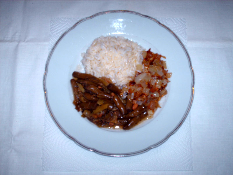 Weiße Pfefferbohne mit Reis